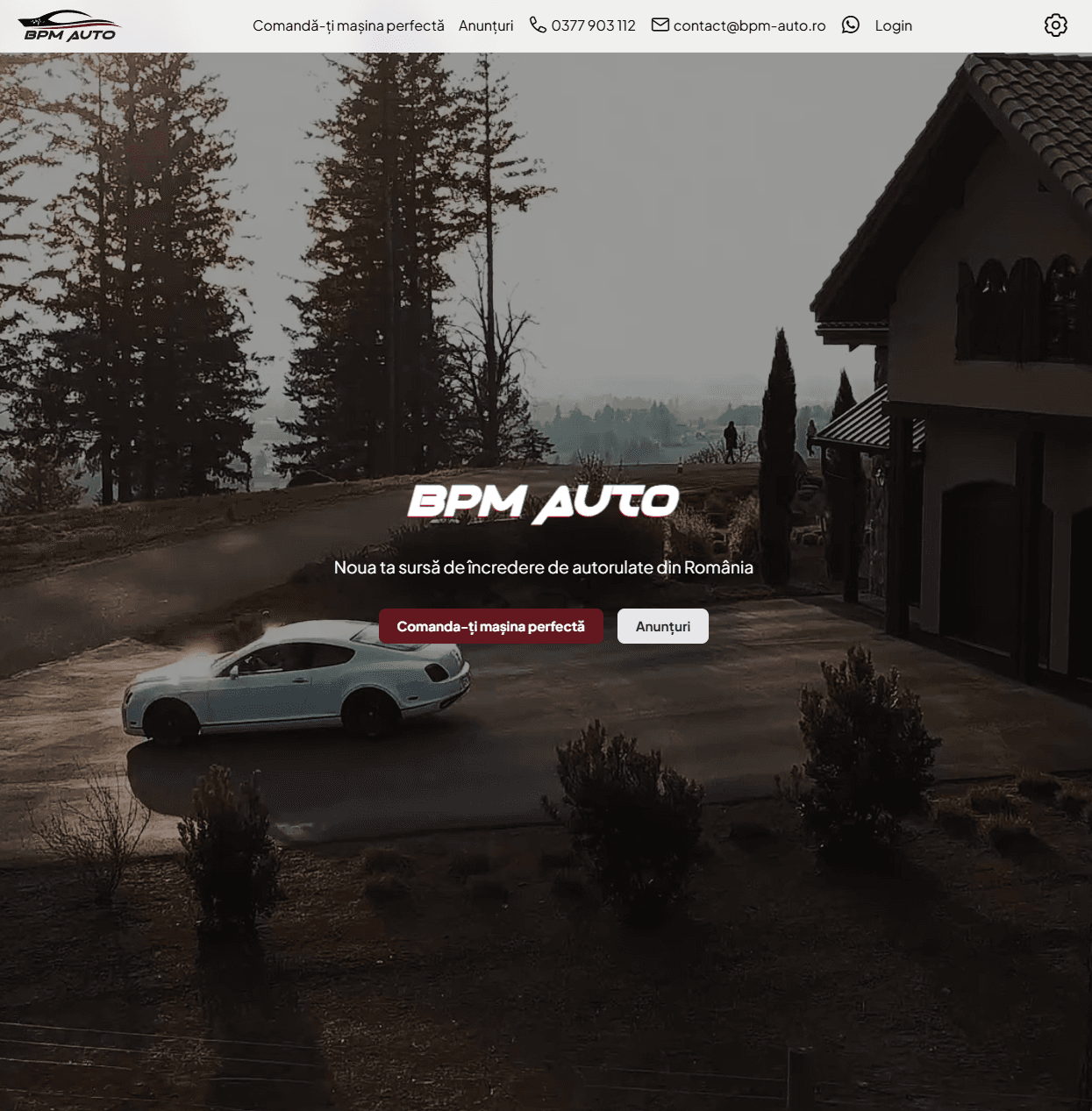 BPM Auto vehicle marketplace homepage